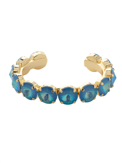 Nadine Cuff Bracelet - 4BEZ17BGUB - <p>The Nadine Cuff Bracelet makes a bold statement; chunky round crystals fully encompass an adjustable metal band. From Sorrelli's Ultra Blue collection in our Bright Gold-tone finish.</p>