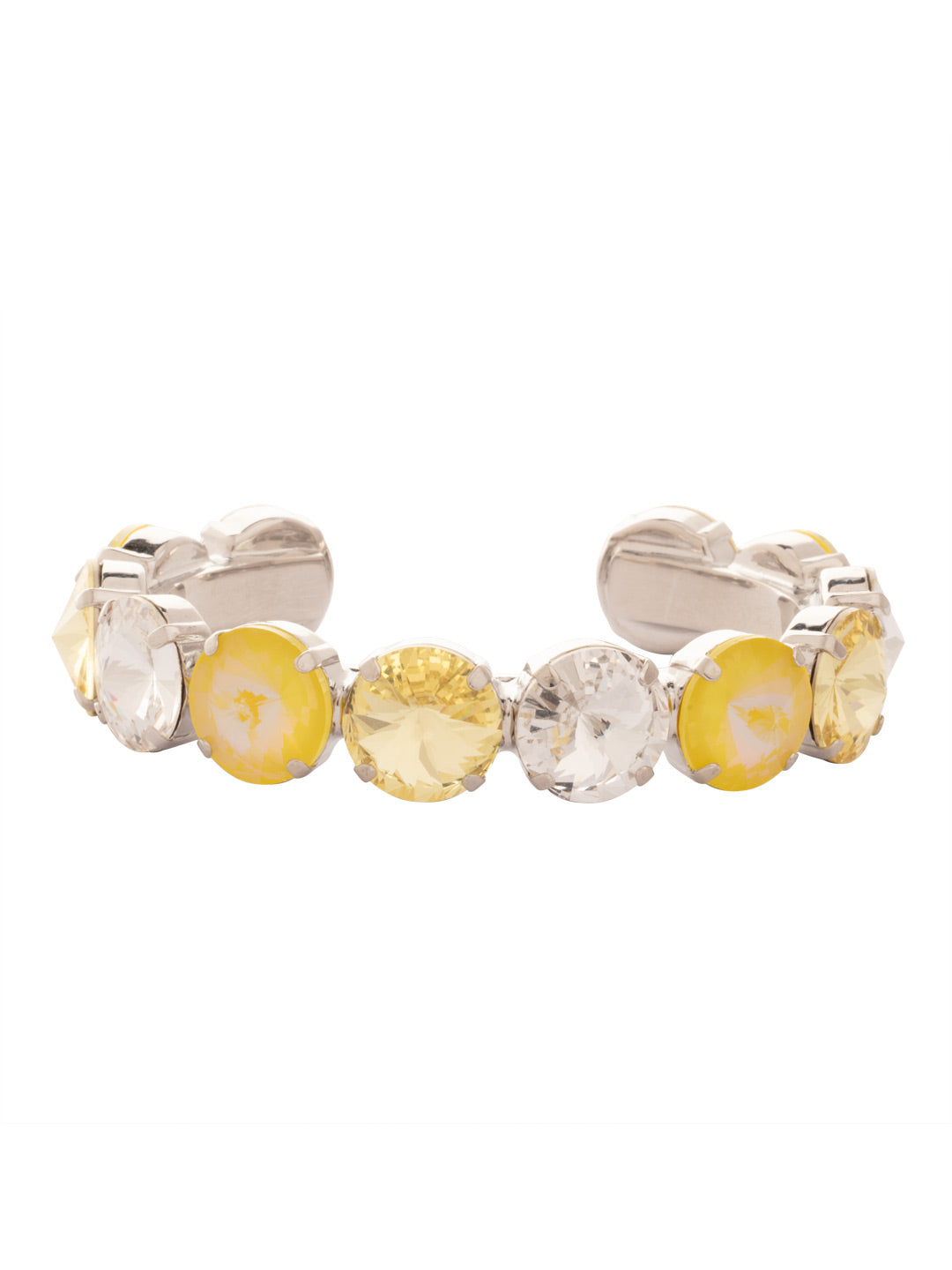 Nadine Cuff Bracelet - 4BEZ17PDLZ - <p>The Nadine Cuff Bracelet makes a bold statement; chunky round crystals fully encompass an adjustable metal band. From Sorrelli's Lemon Zest collection in our Palladium finish.</p>