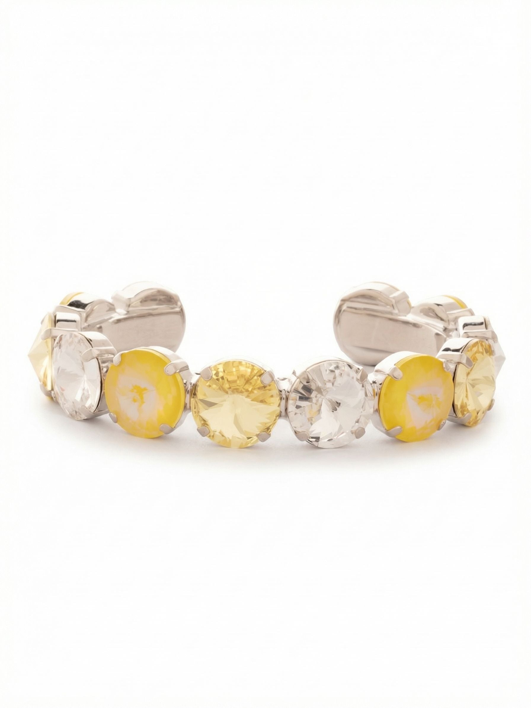 Nadine Cuff Bracelet - 4BEZ17PDLZ - <p>The Nadine Cuff Bracelet makes a bold statement; chunky round crystals fully encompass an adjustable metal band. From Sorrelli's Lemon Zest collection in our Palladium finish.</p>