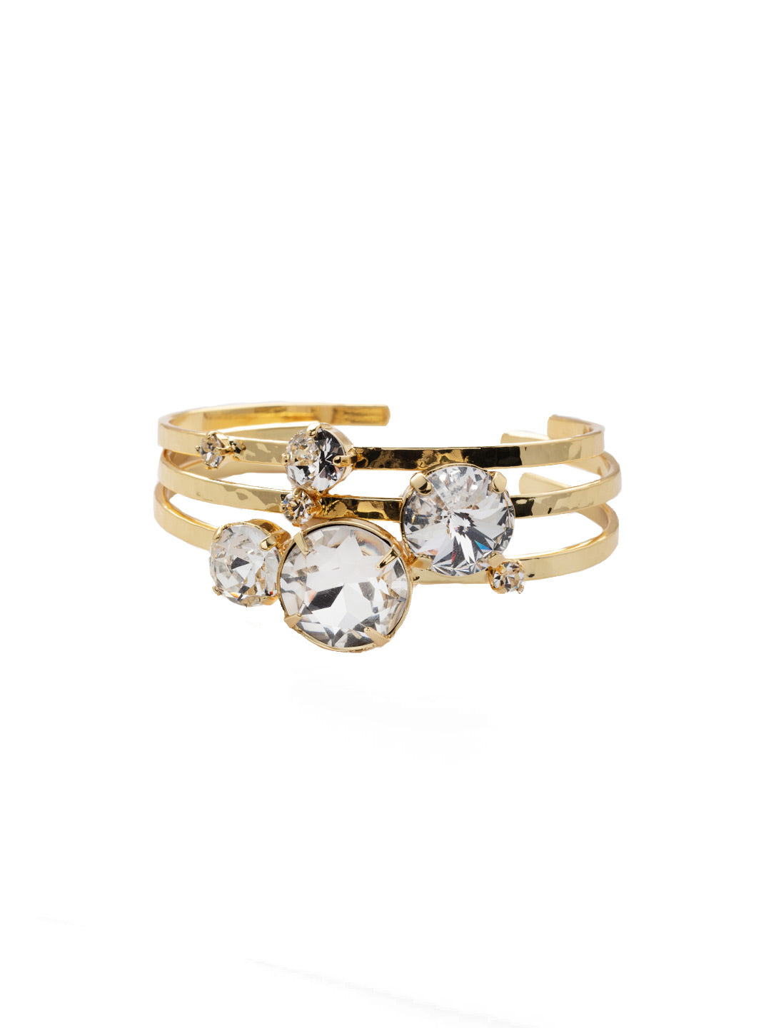 Nadine Stacked Bracelet - 4BEZ18BGCRY - <p>The Nadine Stacked Bracelet creates a beautiful layered look. Three adjustable cuff bands feature an assortment of round crystals. From Sorrelli's Crystal collection in our Bright Gold-tone finish.</p>