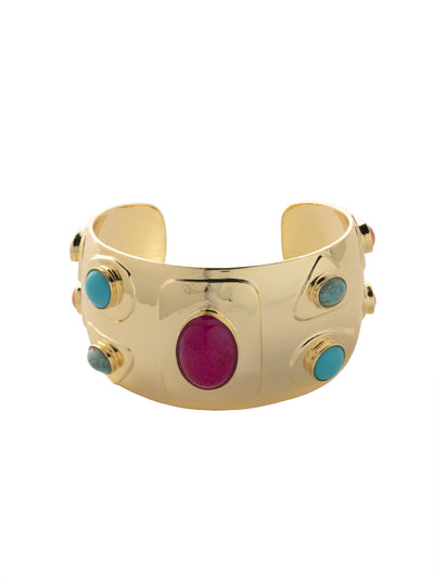Janis Cuff Bracelet - 4BFF17BGBML - <p>The Janis Cuff Bracelet features a thick adjustable metal cuff with an assortment of colorful semi-precious stones. From Sorrelli's BRIGHT MULTI collection in our Bright Gold-tone finish.</p>
