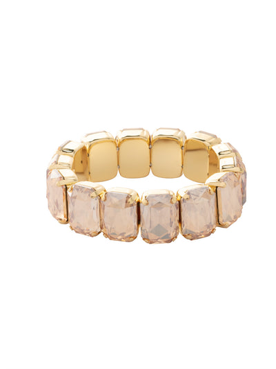 Emerald Cut Stretch Bracelet - 4BFF70BGDCH - <p>The Emerald Cut Stretch Bracelet features repeating emerald cut crystals on a multi-layered stretchy jewelry filament, creating a durable and trendy statement piece. From Sorrelli's Dark Champagne collection in our Bright Gold-tone finish.</p>