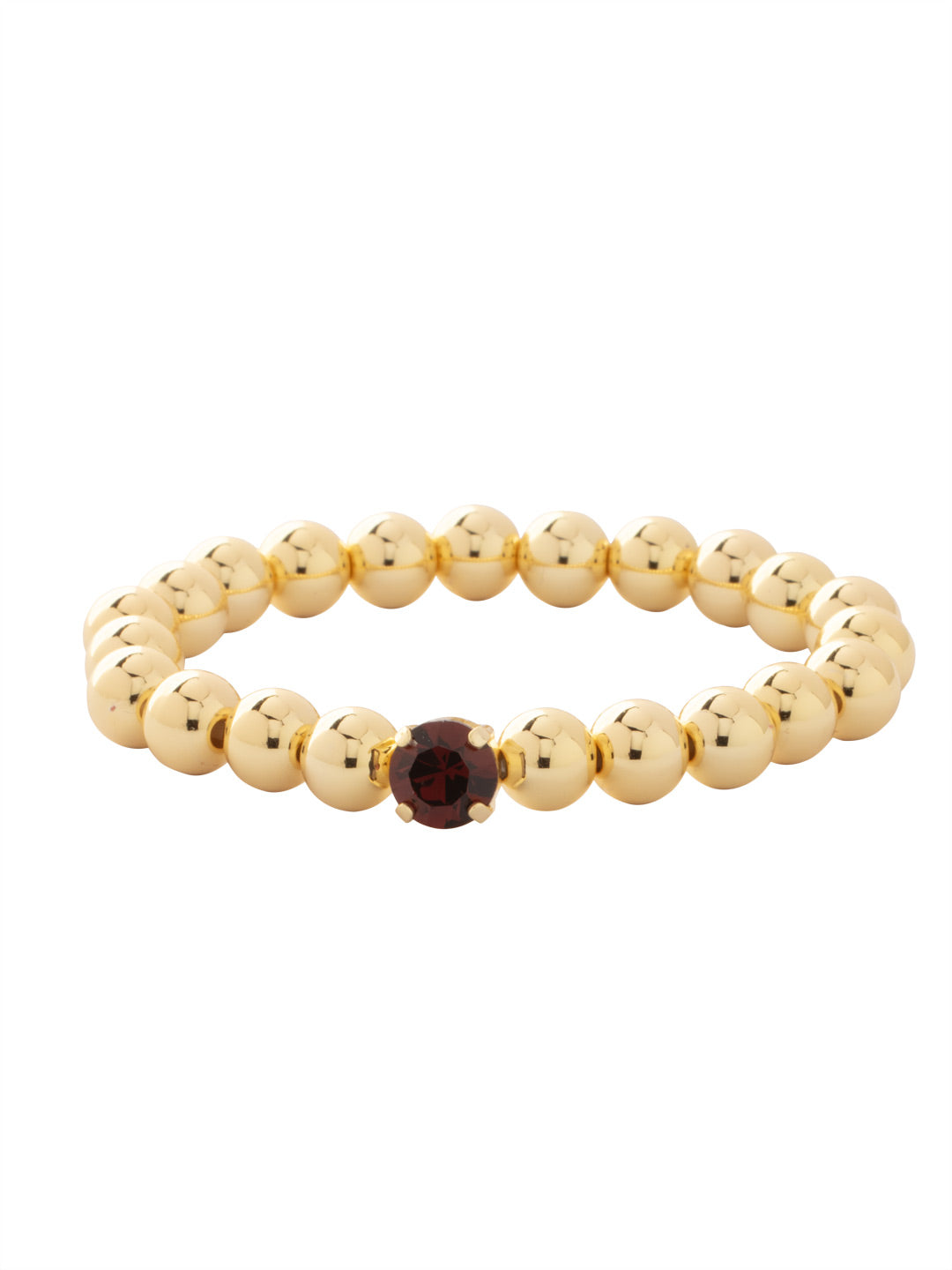 Single Crystal Stretch Bracelet - 4BFJ21BGMMA - <p>Single Crystal Stretch Bracelet features repeating metal beads and a single round cut crystal on a multi-layered stretchy jewelry filament, creating a durable and trendy piece. From Sorrelli's Mighty Maroon collection in our Bright Gold-tone finish.</p>
