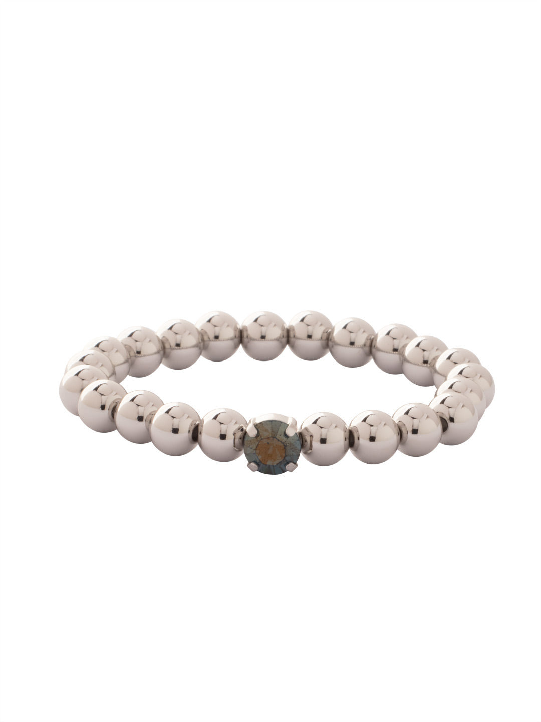 Single Crystal Stretch Bracelet - 4BFJ21PDMONC - <p>Single Crystal Stretch Bracelet features repeating metal beads and a single round cut crystal on a multi-layered stretchy jewelry filament, creating a durable and trendy piece. From Sorrelli's Montana Champagne collection in our Palladium finish.</p>