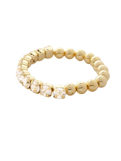 Zola Half Crystal Stretch Bracelet - 4BFJ40BGCRY - <p>The Zola Half Crystal Stretch Bracelet features a side of repeating metal beads and a side of round cut crystals on a multi-layered stretchy jewelry filament, creating a durable and trendy piece. From Sorrelli's Crystal collection in our Bright Gold-tone finish.</p>