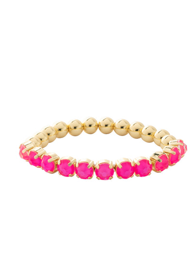Crystal Zola Stretch Bracelet - 4BFJ40BGETP - <p>Crystal Zola Stretch Bracelet features a side of repeating metal beads and a side of round cut crystals on a multi-layered stretchy jewelry filament, creating a durable and trendy piece. From Sorrelli's Electric Pink collection in our Bright Gold-tone finish.</p>