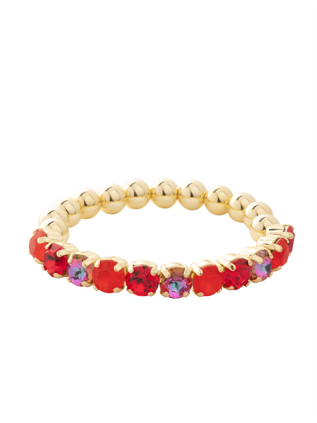 Crystal Zola Stretch Bracelet - 4BFJ40BGFIS - <p>Crystal Zola Stretch Bracelet features a side of repeating metal beads and a side of round cut crystals on a multi-layered stretchy jewelry filament, creating a durable and trendy piece. From Sorrelli's Fireside collection in our Bright Gold-tone finish.</p>