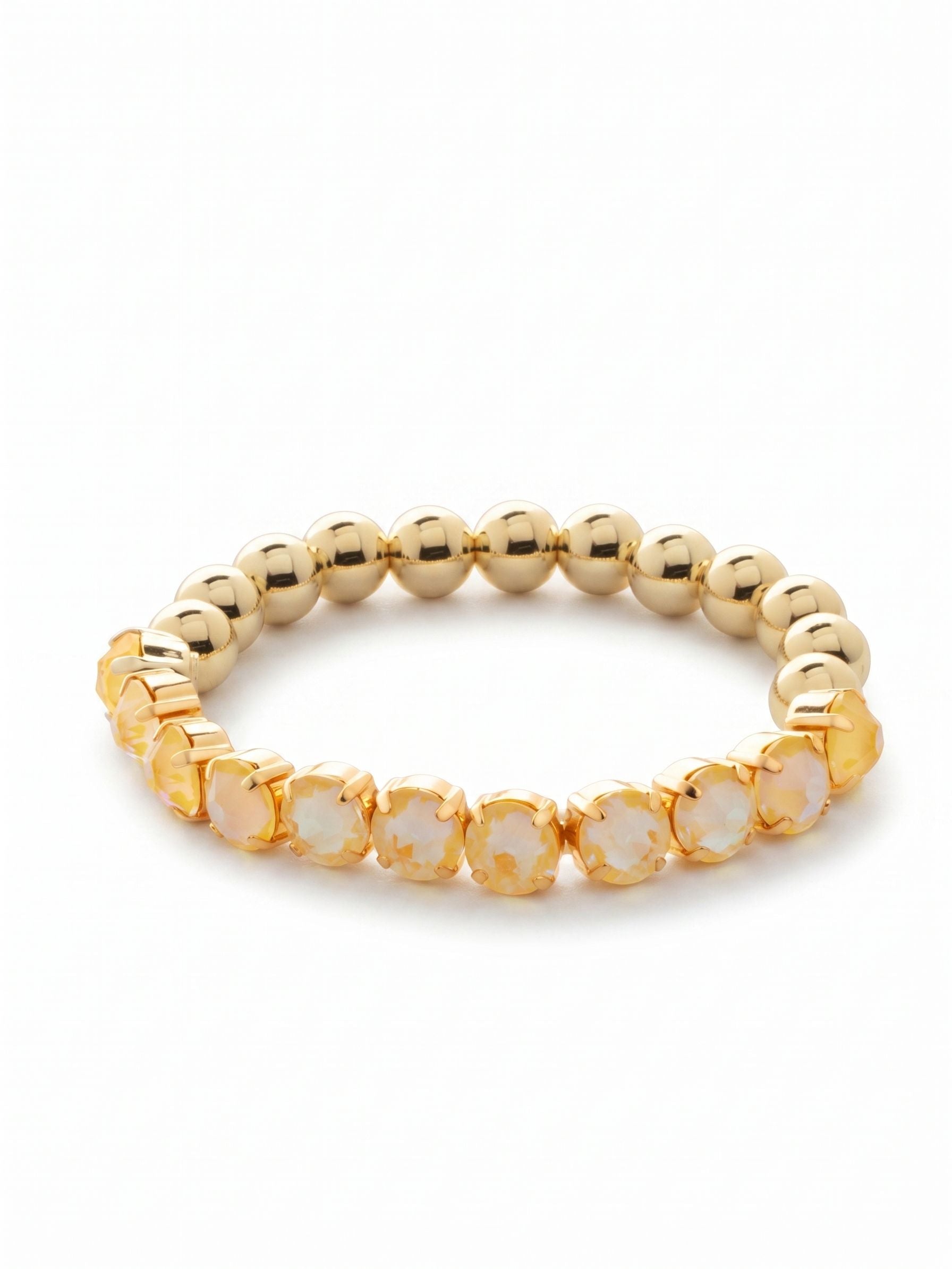 Crystal Zola Stretch Bracelet - 4BFJ40BGLTD - <p>Crystal Zola Stretch Bracelet features a side of repeating metal beads and a side of round cut crystals on a multi-layered stretchy jewelry filament, creating a durable and trendy piece.</p>