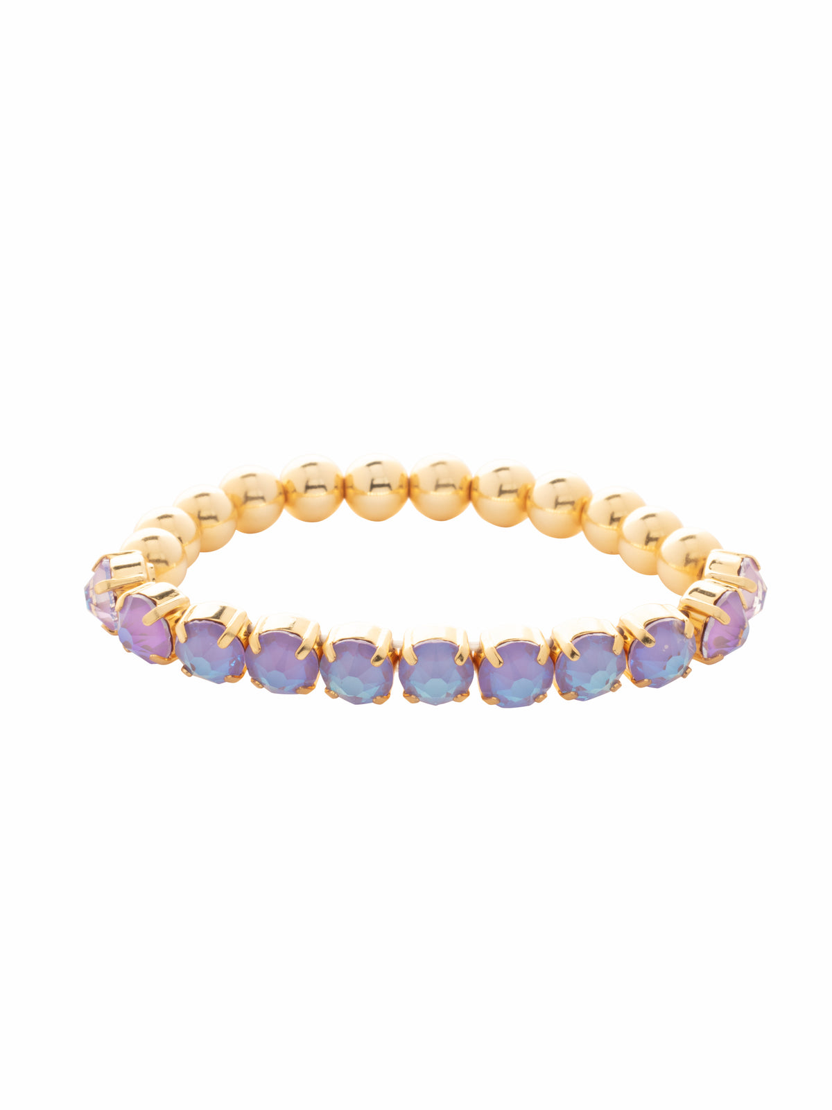 Crystal Zola Stretch Bracelet - 4BFJ40BGLVD - <p>Crystal Zola Stretch Bracelet features a side of repeating metal beads and a side of round cut crystals on a multi-layered stretchy jewelry filament, creating a durable and trendy piece. From Sorrelli's Lavender Delite collection in our Bright Gold-tone finish.</p>