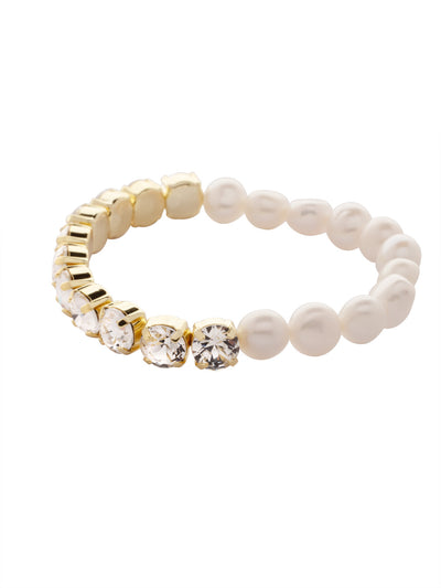 Pearl and Crystal Stretch Bracelet - 4BFJ41BGMDP - <p>The Pearl and Crystal Stretch Bracelet features a side of freshwater pearls and a side of round cut crystals on a multi-layered stretchy jewelry filament, creating a durable and trendy piece. From Sorrelli's Modern Pearl collection in our Bright Gold-tone finish.</p>