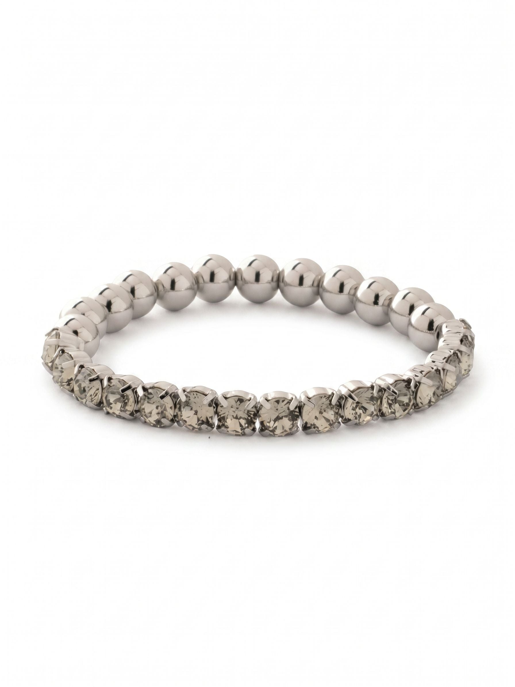 Mini Crystal Zola Stretch Bracelet - 4BFL5PDBD - <p>The Mini Crystal Zola Stretch Bracelet features half mini crystals and half beaded balls on a sturdy jewelers' filament, stretching to fit most wrists comfortably, without the hassle of a clasp! From Sorrelli's Black Diamond collection in our Palladium finish.</p>