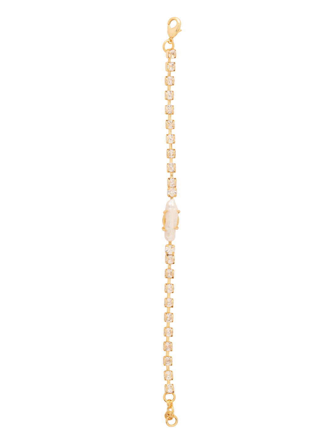 Delmar Tennis Bracelet - 4BFZ1BGMDP - <p>The Delmar Tennis Bracelet features a single freshwater pearl in the center of an adjustable crystal-embellished bracelet, secured with a lobster claw clasp. From Sorrelli's Modern Pearl collection in our Bright Gold-tone finish.</p>