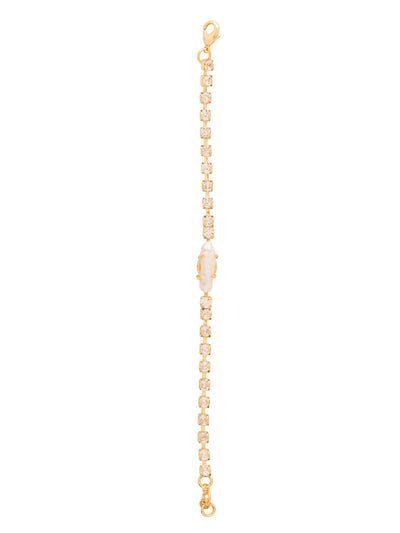 Delmar Tennis Bracelet - 4BFZ1BGMDP - <p>The Delmar Tennis Bracelet features a single freshwater pearl in the center of an adjustable crystal-embellished bracelet, secured with a lobster claw clasp. From Sorrelli's Modern Pearl collection in our Bright Gold-tone finish.</p>
