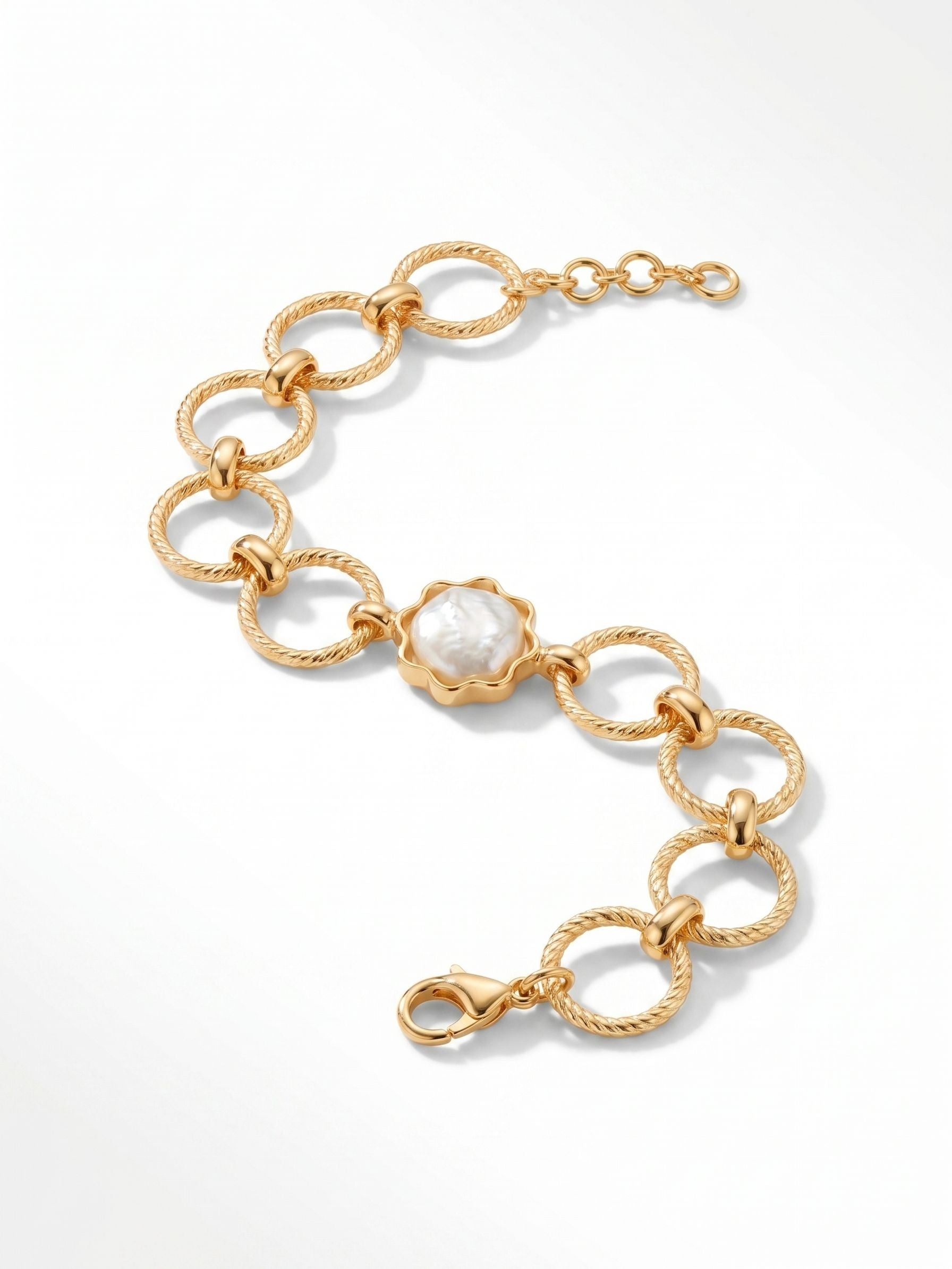 Guinevere Pearl Tennis Bracelet - 4BFZ6BGMDP - <p>The Guinevere Pearl Tennis Bracelet pairs a single freshwater pearl with polished round chain links, finished with an adjustable lobster claw clasp for a look that’s classic, modern, and endlessly versatile.</p>