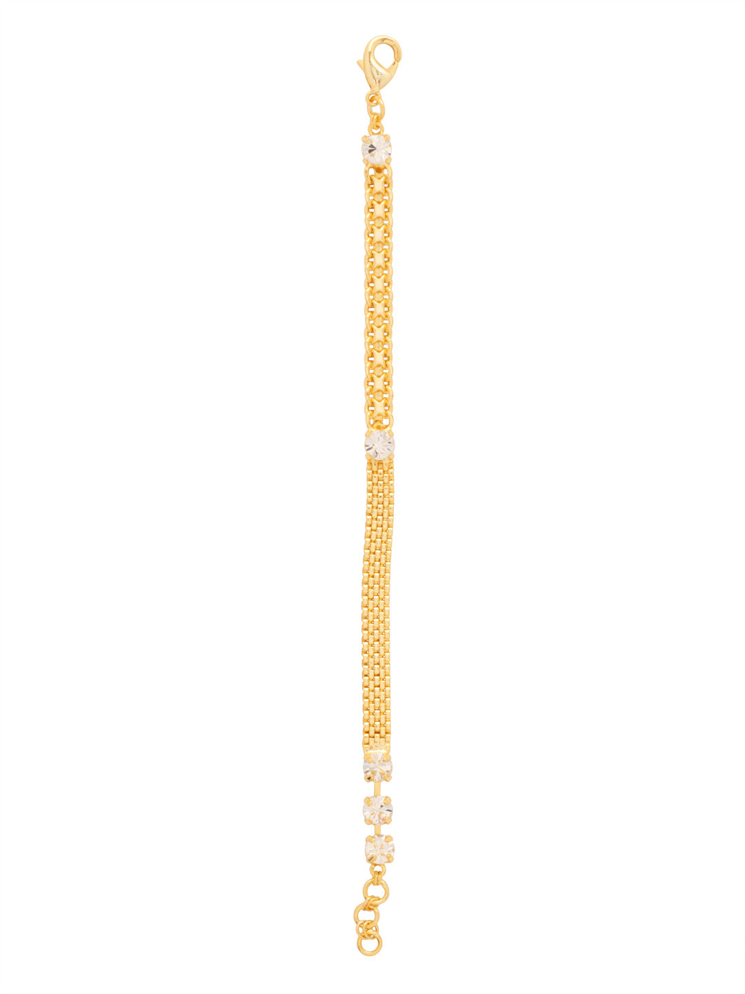 Crystal Mesh Chain Tennis Bracelet - 4BGB3BGCRY - <p>The Crystal Mesh Chain Tennis Bracelet pairs a row of round cut crystals with a mix of polished mesh and classic chain links, finished with a lobster claw clasp and extender for a look that’s versatile, trendy, and effortlessly chic. From Sorrelli's Crystal collection in our Bright Gold-tone finish.</p>
