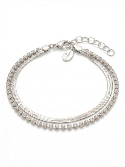 Mini Crystal Snake Chain Tennis Bracelet - 4BGB8PDCRY