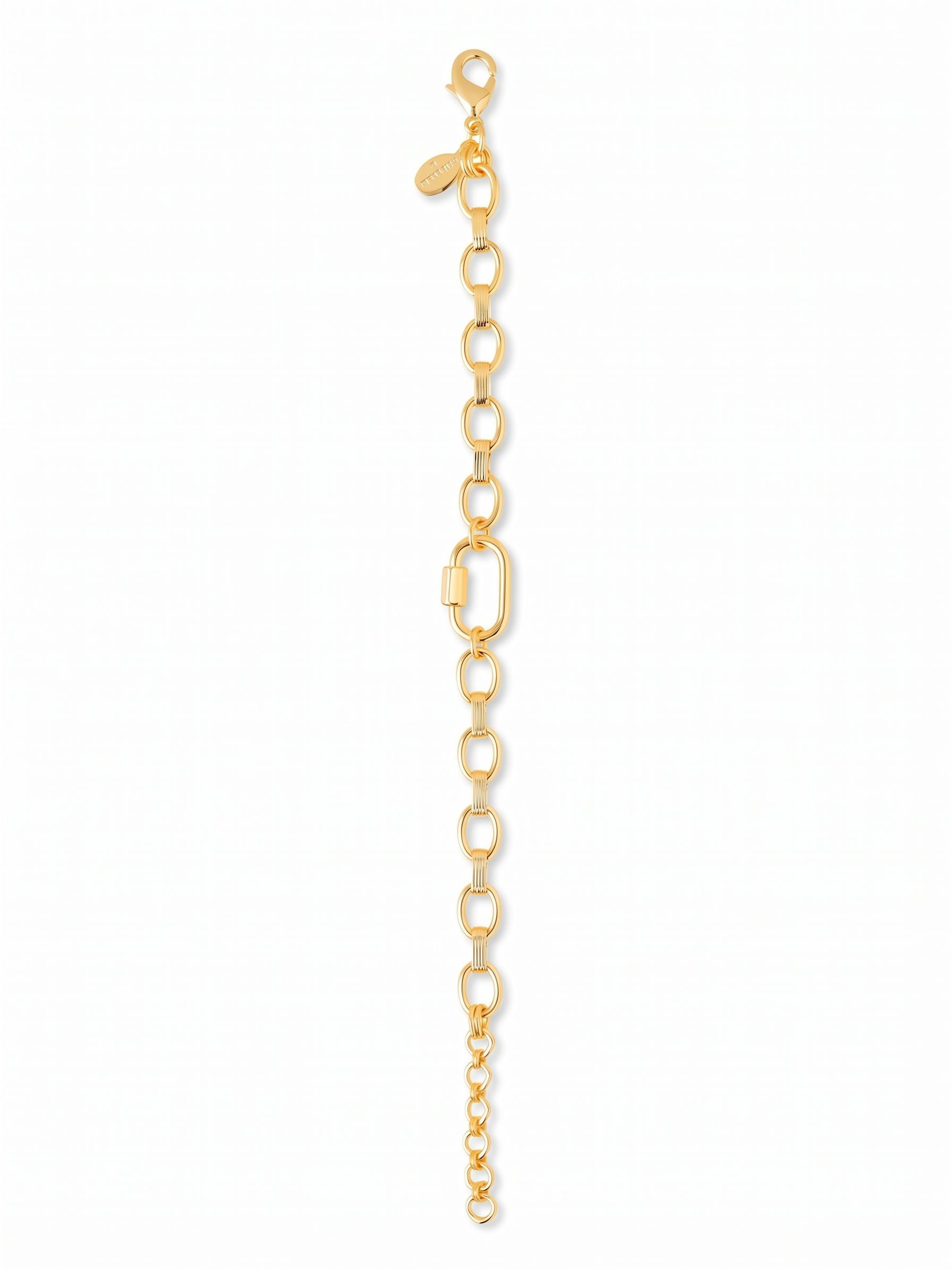 Cara Tennis Bracelet - 4BGK10BGMTL - <p>Stripping away the excess leaves a pure focus on the metal itself. This bright gold-tone classic bracelet brings a solid presence to your daily routine. At a half-inch wide, it carries enough visual weight to wear alone while mixing effortlessly next to a favorite watch or delicate chains. The lobster clasp and built-in extension let you dictate the fit, whether you prefer a secure hold or a relaxed drape that travels naturally as you move.</p><ul>
<li>Polished metal design that acts as an anchoring base for wrist stacks</li>
<li>Solid profile that carries enough visual weight for standalone wear</li>
<li>Lobster claw clasp</li>
<li>3/4-inch adjustable extension chain</li>
<li>Protective e-coat finish for lasting wear</li>
<li>Includes signature organza pouch for gifting and travel</li>
</ul>