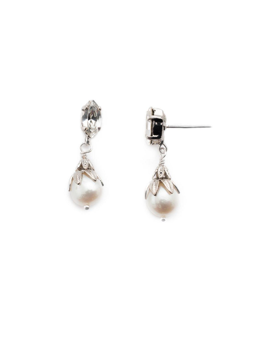 Jovi Dangle Earrings - 4EEF5RHCRY - <p>Simple. Stunning. A single pearl dangles from this navette cut crystal that makes the perfect gift for anyone - including yourself. We won't tell. From Sorrelli's Crystal collection in our Palladium Silver-tone finish.</p>
