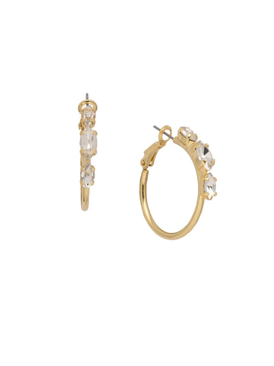 Althea Hoop Earrings - 4EFJ11BGCRY - <p>The Althea Hoop Earrings elevate the classic metal hoop with a row of three navette cut crystals. From Sorrelli's Crystal collection in our Bright Gold-tone finish.</p>