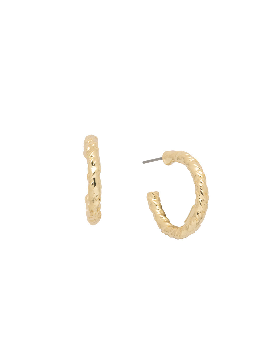Olive Hoop Earrings - 4EFJ13BGMTL - <p>The Olive Hoop Earrings resemble a textured rope chain, secured on a classic post back. From Sorrelli's Bare Metallic collection in our Bright Gold-tone finish.</p>
