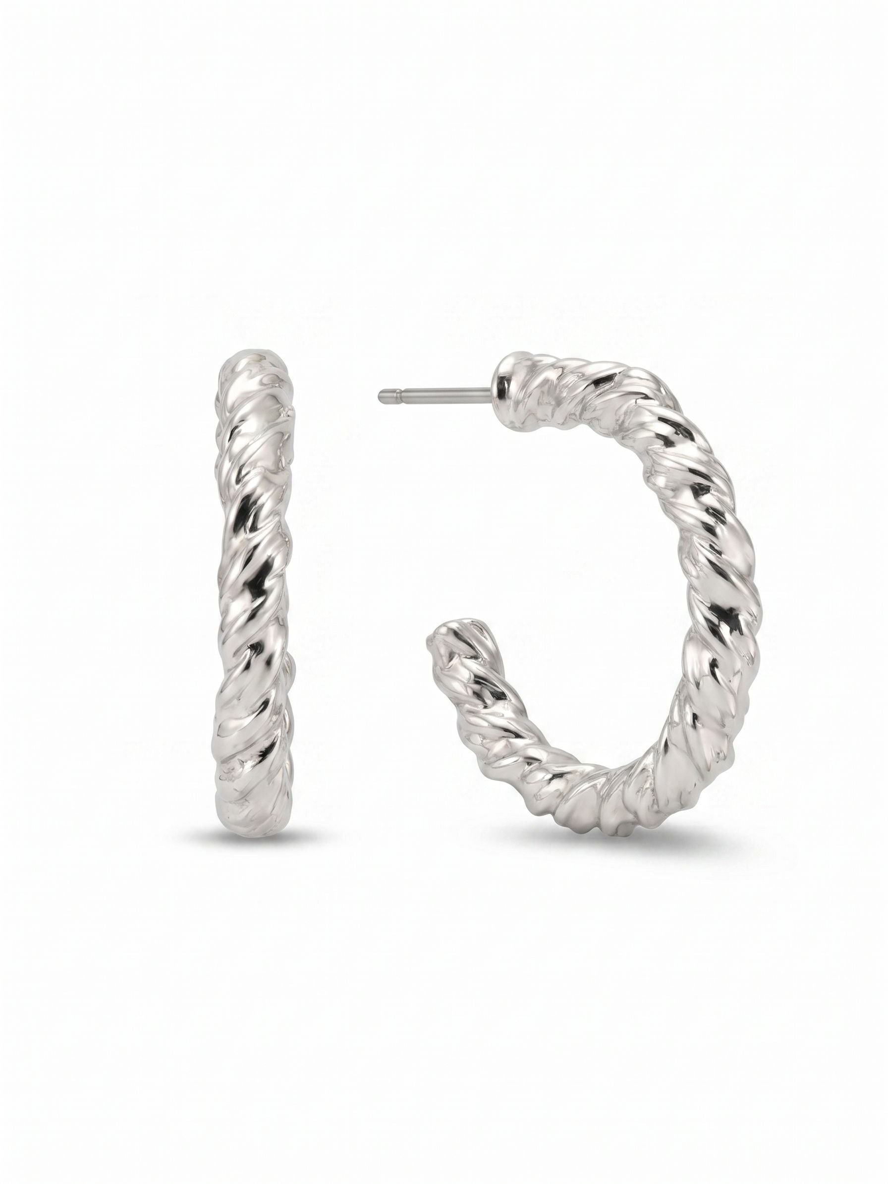 Olive Hoop Earrings - 4EFJ13PDMTL - <p>The Olive Hoop Earrings resemble a textured rope chain, secured on a classic post back. From Sorrelli's Bare Metallic collection in our Palladium finish.</p>