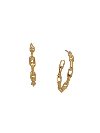 Chain Link Hoop Earrings - 4EFJ8BGMTL - <p>The Chain Link Hoop Earrings feature a line of frozen chain links on a post. From Sorrelli's Bare Metallic collection in our Bright Gold-tone finish.</p>