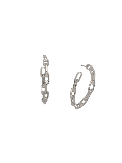 Chain Link Hoop Earrings - 4EFJ8PDMTL - <p>The Chain Link Hoop Earrings feature a line of frozen chain links on a post. From Sorrelli's Bare Metallic collection in our Palladium finish.</p>