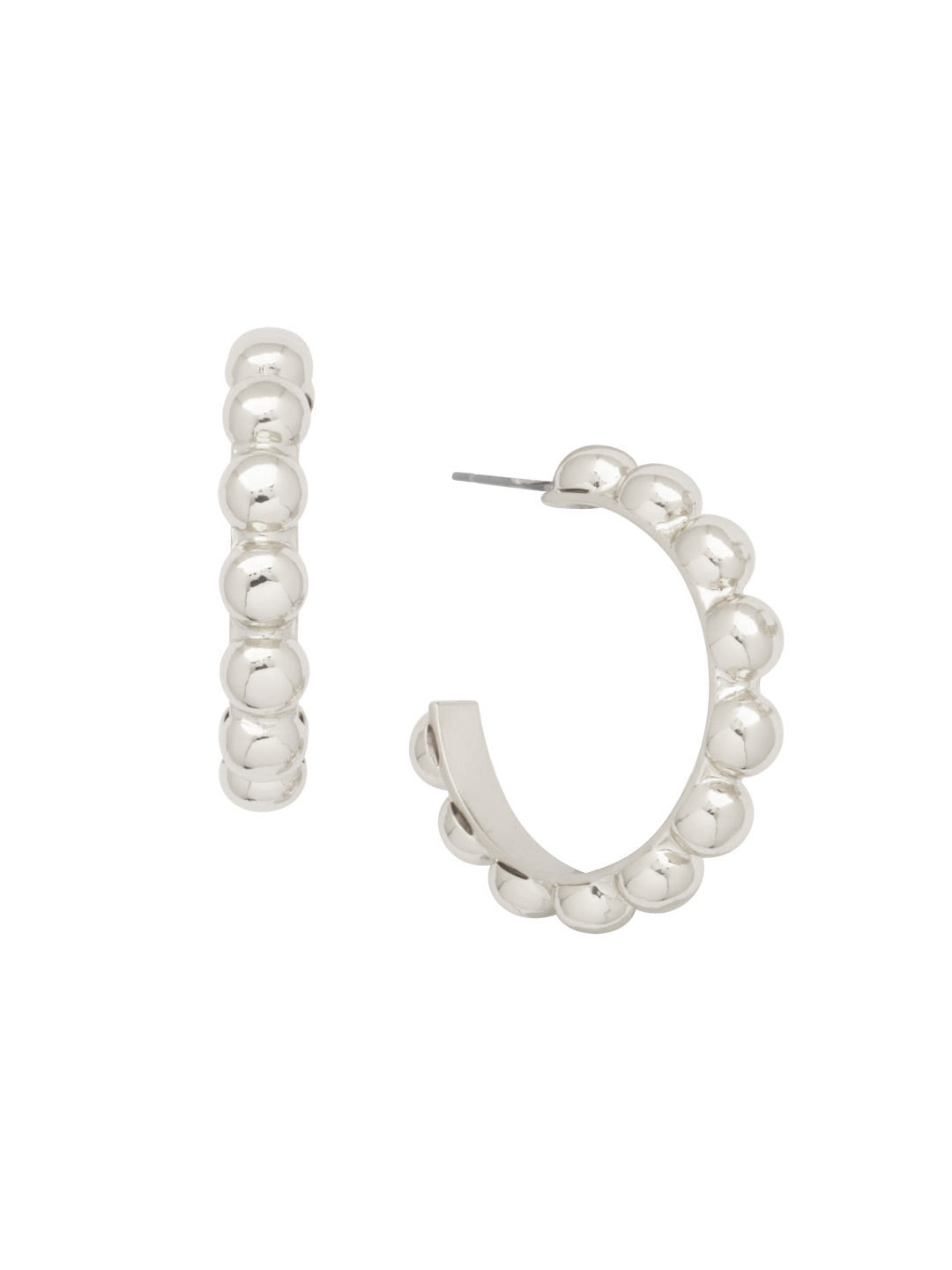 Bauble Hoop Earrings - 4EFL12PDMTL - <p>The Bauble Hoop Earrings feature round metal studs on an open-back hoop on a post. From Sorrelli's Bare Metallic collection in our Palladium finish.</p>