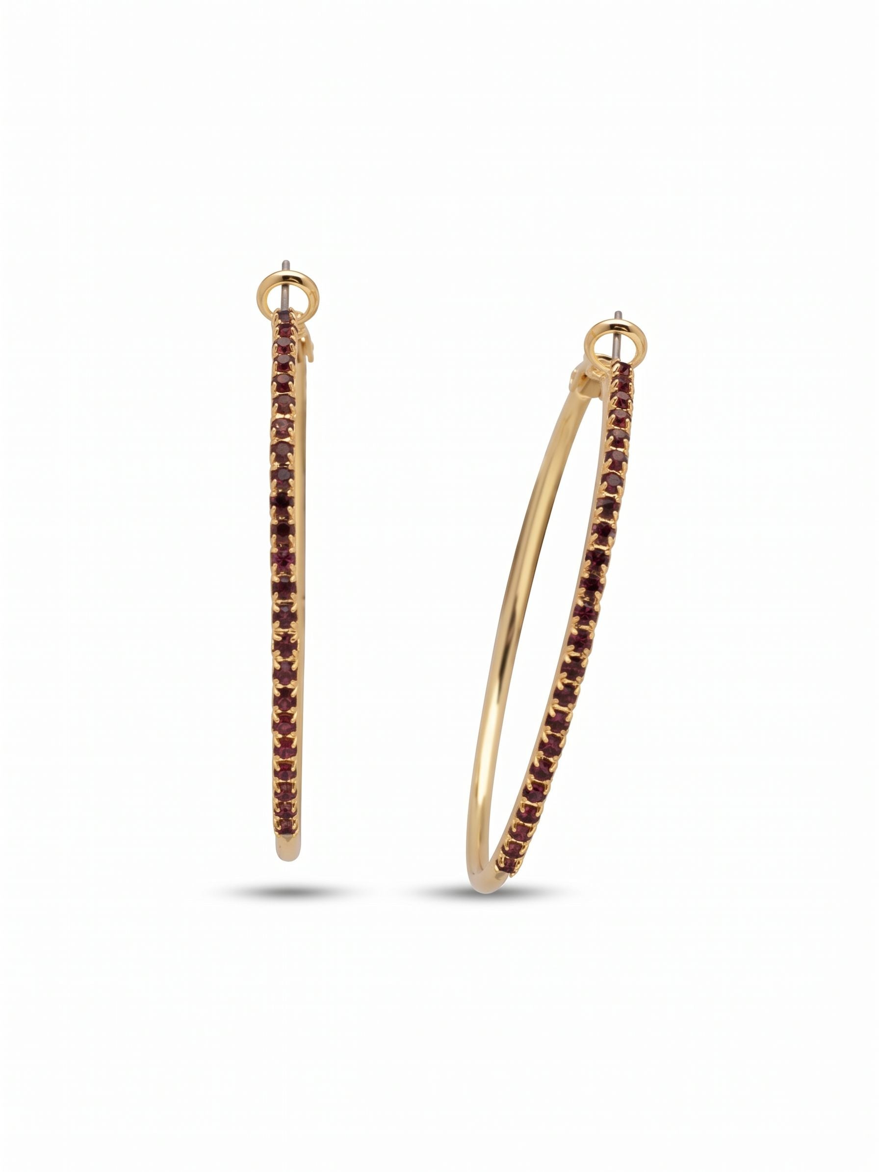 Farah Hoop Earrings - 4EFL13BGMRL - <p>The Farah Hoop Earrings feature a delicate rhinestone chain embellished on a classic metal hoop. From Sorrelli's Merlot collection in our Bright Gold-tone finish.</p>