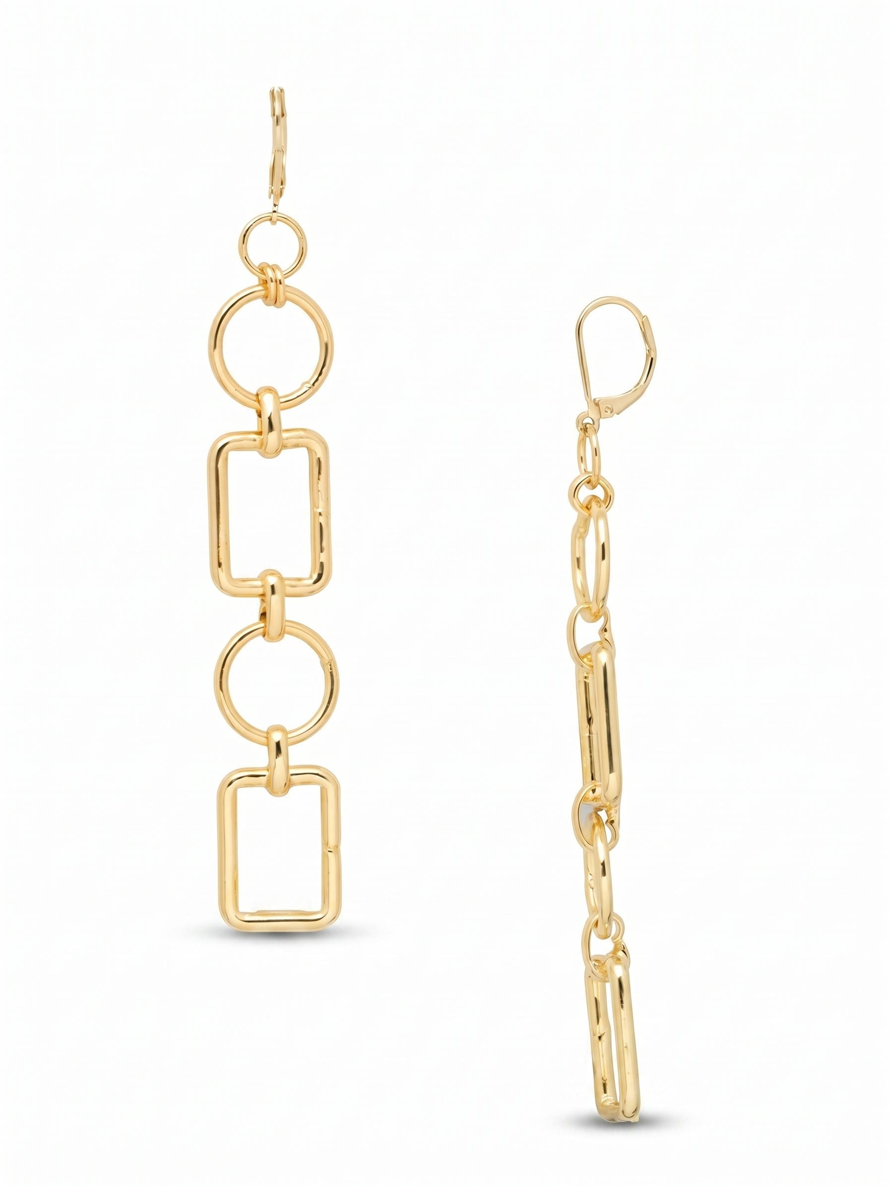 Geo Dangle Earrings - 4EFL144BGMTL - <p>The Geo Dangle Earrings feature a variety of geometric metal shapes dangling from a lever-back French Wire. From Sorrelli's Bare Metallic collection in our Bright Gold-tone finish.</p>