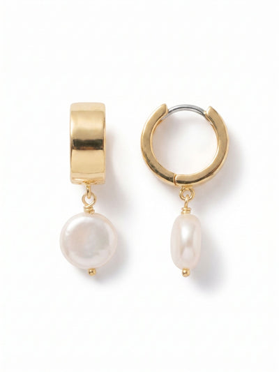 Pearl Huggie Hoop Earrings - 4EFL17BGMDP - <p>The Pearl Huggie Hoop Earrings feature a freshwater pearl dangling from a small huggie hoop. From Sorrelli's Modern Pearl collection in our Bright Gold-tone finish.</p>