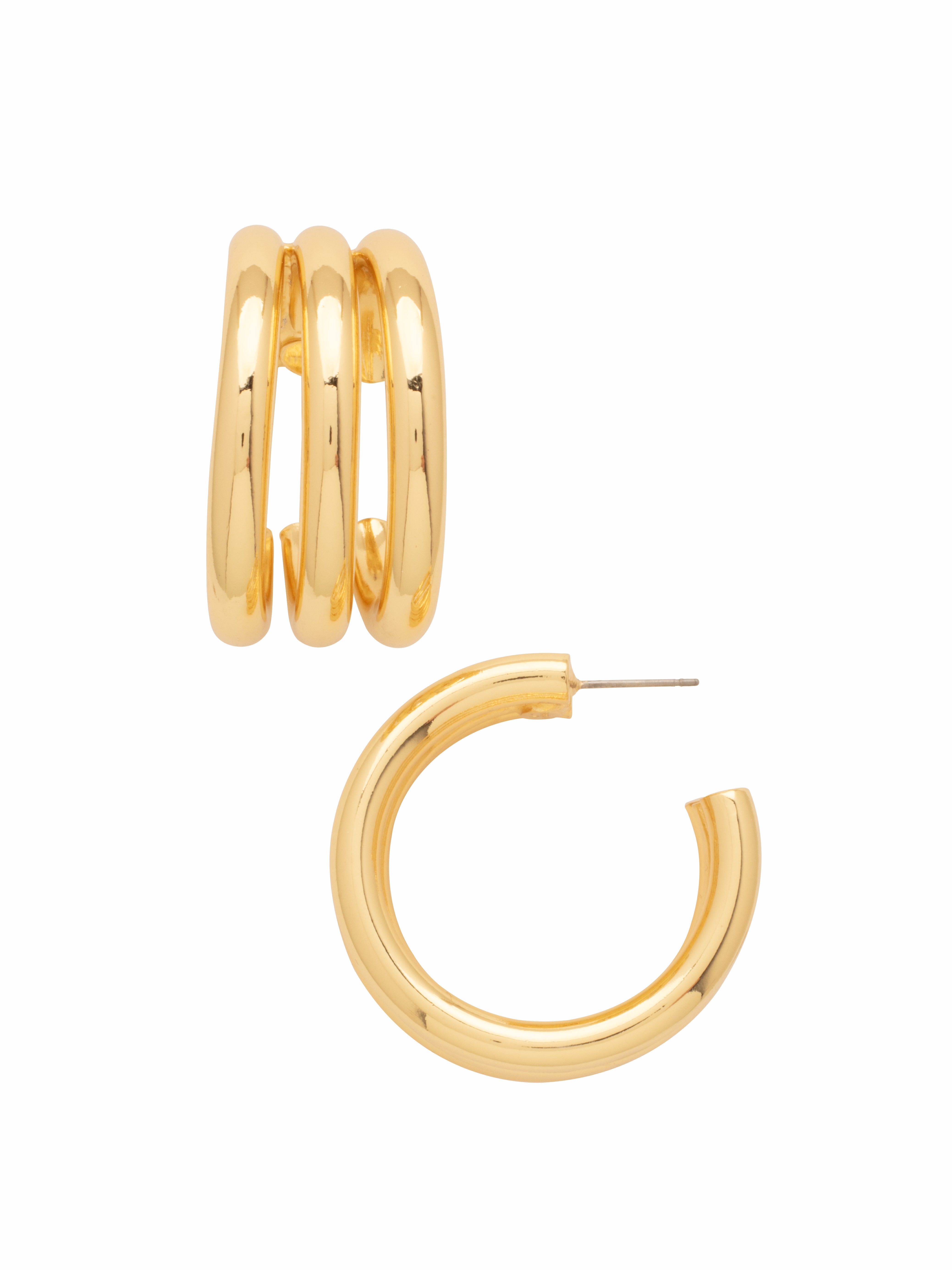Triple Keeley Statement Hoop Earrings - 4EFP17BGMTL - <p>The Triple Keeley Statement Earrings feature a trio of hollow metal hoops with a sleek, polished finish. Designed to make a statement, these bold earrings add a touch of modern elegance to any outfit. From Sorrelli's Bare Metallic collection in our Bright Gold-tone finish.</p>