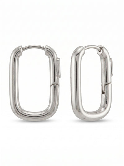Rectangle Hoop Earrings - 4EFY1PDMTL - <p>The Rectangle Hoop Earrings feature a trendy, rounded rectangle hoop design; lightweight and perfect for everyday wear.</p>