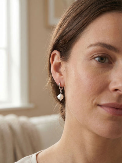 Pearl Huggie Hoop Earrings - 4EFZ11PDMDP
