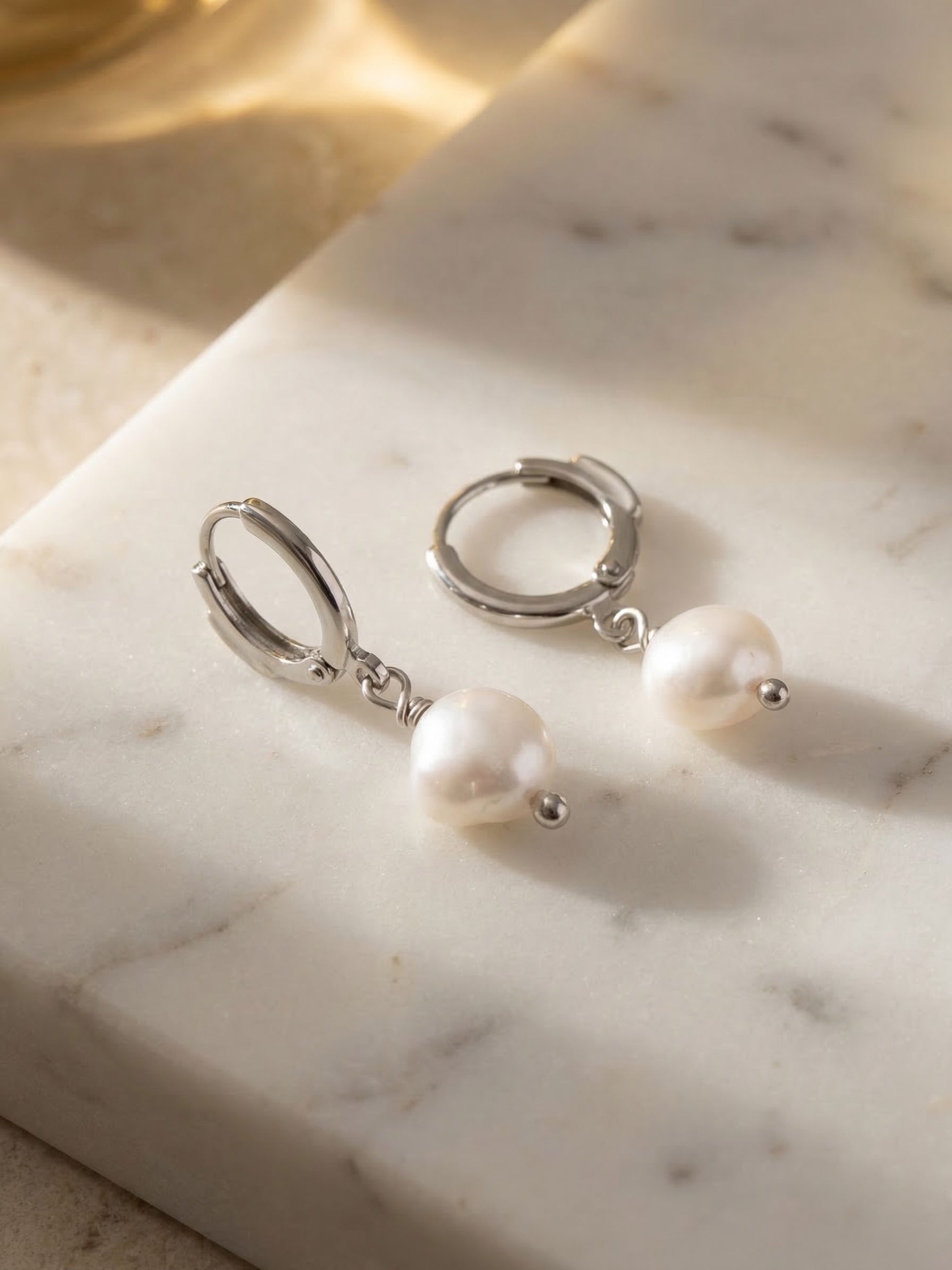 Pearl Huggie Hoop Earrings - 4EFZ11PDMDP