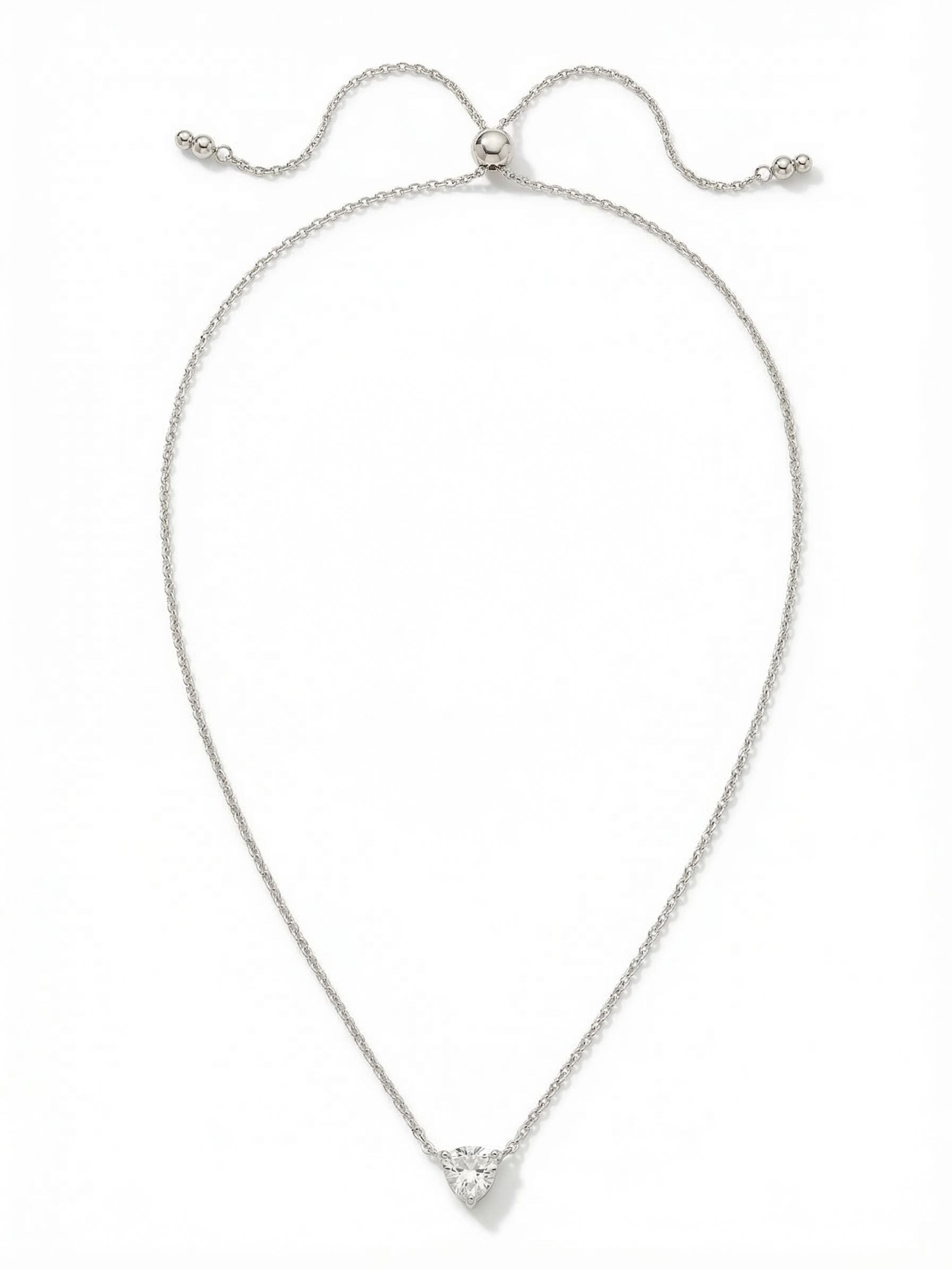 Sedge Pendant Necklace - 4NEK5RHCRY - <p>A single trillion-cut crystal catches the light at the center of this fine chain. Designed for adaptable wear, an adjustable slider clasp lets you change the drop length instantly, shifting smoothly from a close collar placement to a longer drape to suit any neckline. This minimalist piece brings a quiet, sharp point of light to your daily rotation, standing alone effortlessly or anchoring a stack of delicate layers without adding bulk.</p><ul>
<li>Single trillion-cut crystal creates a sharp geometric focal point</li>
<li>Fine chain profile designed for seamless layering or minimalist solo wear</li>
<li>Adjustable slider closure</li>
<li>Protective e-coat finish for lasting wear</li>
<li>Includes signature organza pouch for gifting and travel</li>
</ul>