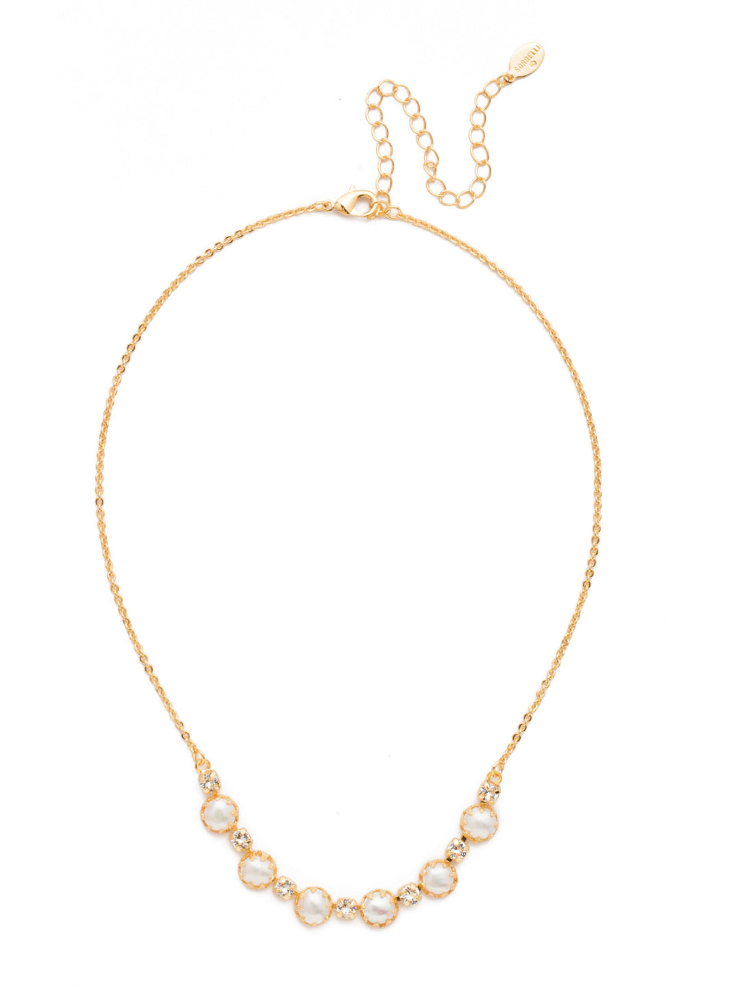Alvina Tennis Necklace - 4NES2BGMDP - <p>Our Alvina Tennis Necklace is a classic beauty that features the perfect juxtaposition of sparkling crystals and polished pearls. From Sorrelli's Modern Pearl collection in our Bright Gold-tone finish.</p>
