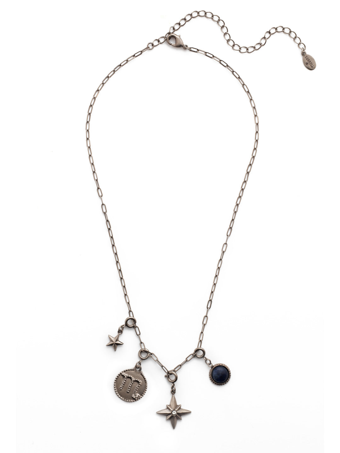 Scorpio Pendant Necklace - 4NEU81ASIND - <p>Let everyone know your sign! The Scorpio Pendant necklace has a beautiful medallion charm with your astological symbol on it. The pendant hangs from a simple yet modern link chain. From Sorrelli's Industrial collection in our Antique Silver-tone finish.</p>