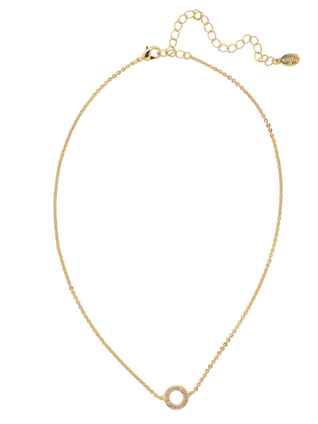 Brianna Pendant Necklace - 4NEV7BGWO - <p>The Briana Pendant Necklace spotlights a ring of crystals on an adjustable chain. From Sorrelli's White Opal collection in our Bright Gold-tone finish.</p>