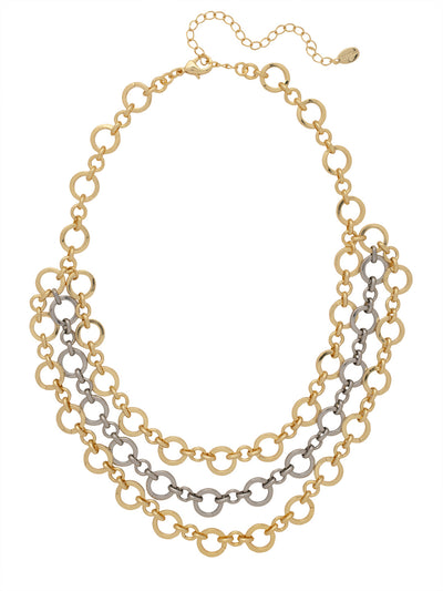 Rhodri Layered Necklace - 4NFF15MXMTL - <p>The Rhodri Layered Necklace features three bold layers of round link chains as a single, adjustable necklace secured by a lobster claw clasp. From Sorrelli's Bare Metallic collection in our Mixed Metal finish.</p>