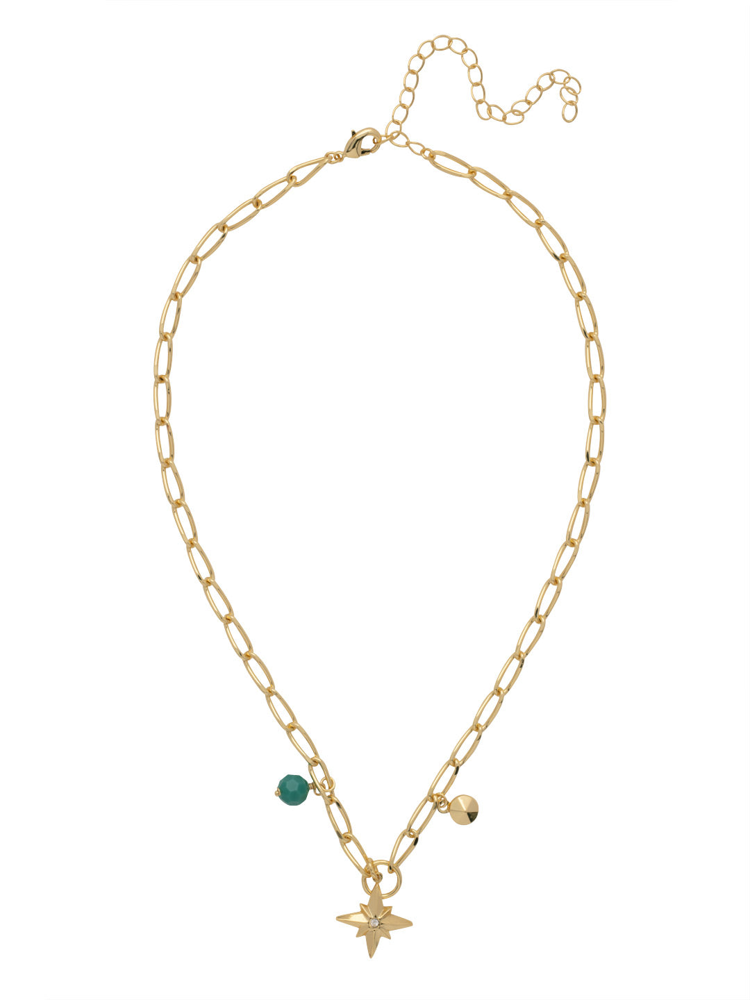 Henley Charm Tennis Necklace - 4NFF47BGTQ - <p>The Henley Charm Tennis Necklace features a metal ball charm, a semi-precious bead charm, and a crystal embellished star charm on a trendy adjustable chain, secured with a lobster claw clasp. From Sorrelli's Turquoise collection in our Bright Gold-tone finish.</p>
