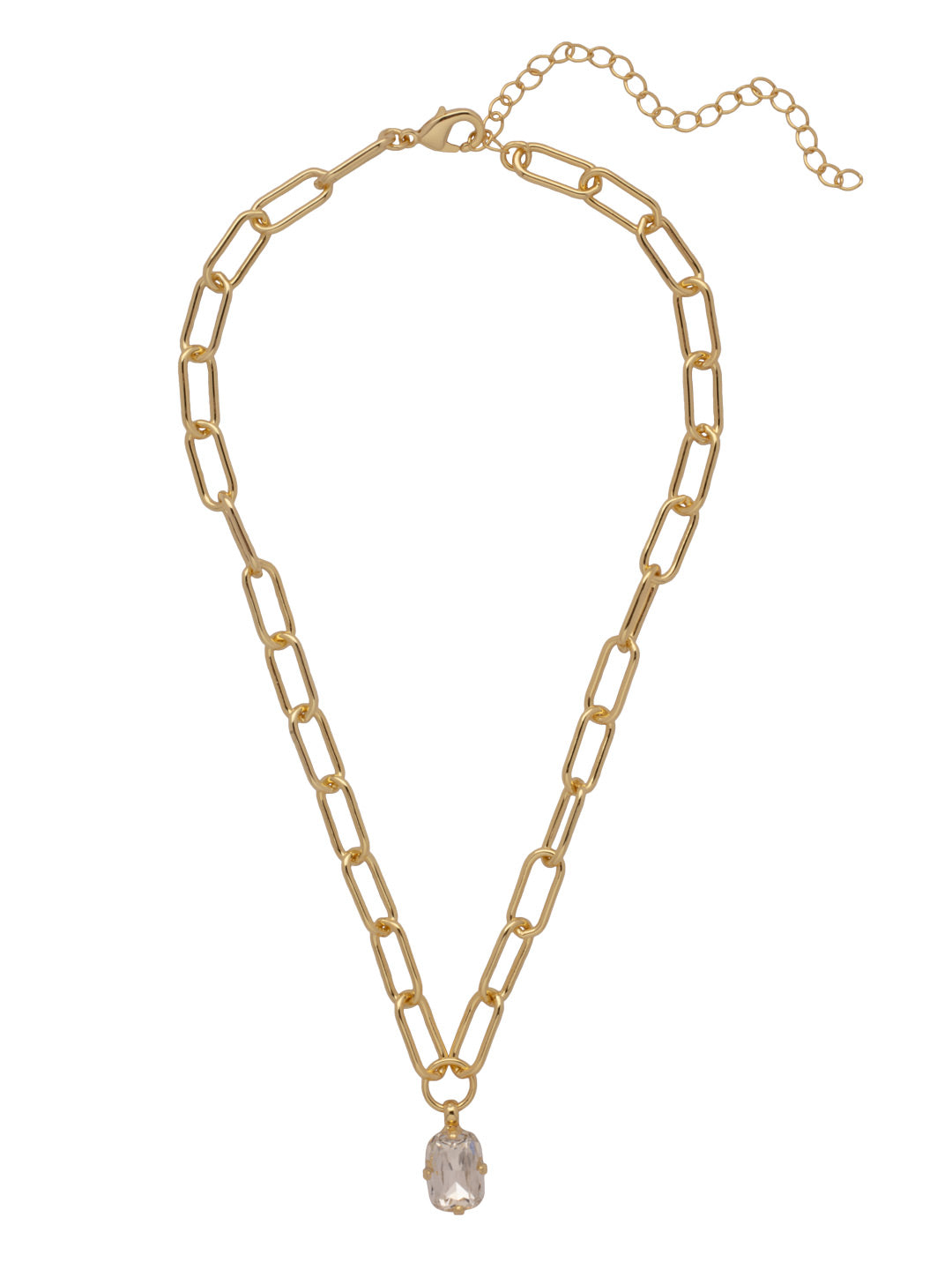 Nia Pendant Necklace - 4NFJ18BGCRY - <p>The Nia Pendant Necklace features a rounded octagon cut pendant on an adjustable large chunky paperclip chain, secured with a lobster claw clasp. From Sorrelli's Crystal collection in our Bright Gold-tone finish.</p>