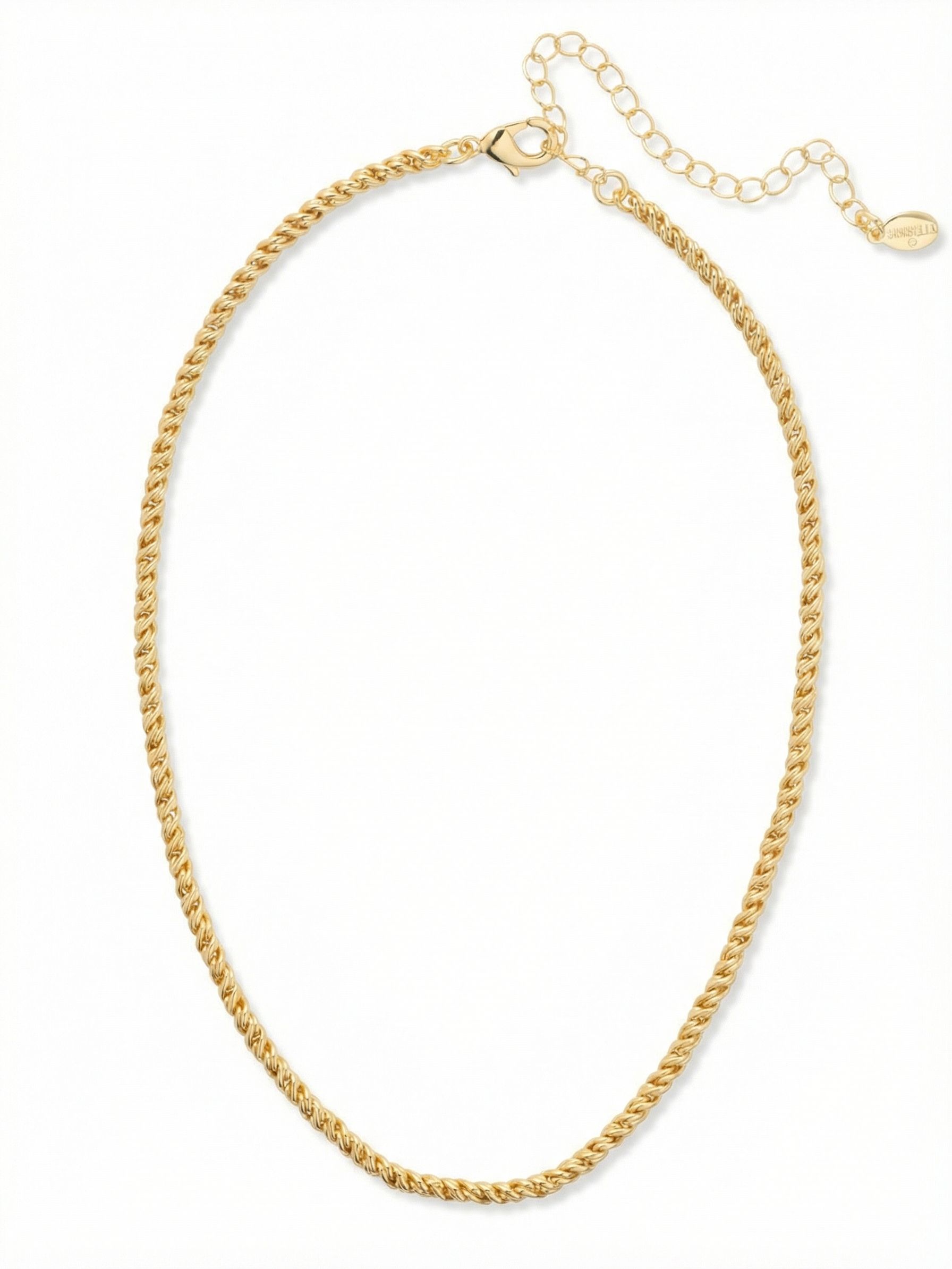 Rope Chain Tennis Necklace - 4NFJ1BGMTL - <p>A classic rope chain brings enduring texture to your neckline. The intricately twisted gold-tone metal catches the light with every movement, creating a warm, continuous glow. It has enough weight to drape beautifully across your collarbones while remaining entirely comfortable. Designed to be a versatile foundational piece, the included four-inch extension chain lets you adjust the drop to sit exactly right over a t-shirt or layer seamlessly with your other favorite pieces.</p><ul>
<li>Intricately twisted metal rope texture</li>
<li>Fluid drape that contours naturally along the body</li>
<li>Lobster claw clasp</li>
<li>4-inch adjustable extension chain</li>
<li>Protective e-coat finish for lasting wear</li>
<li>Includes signature organza pouch for gifting and travel</li>
</ul>