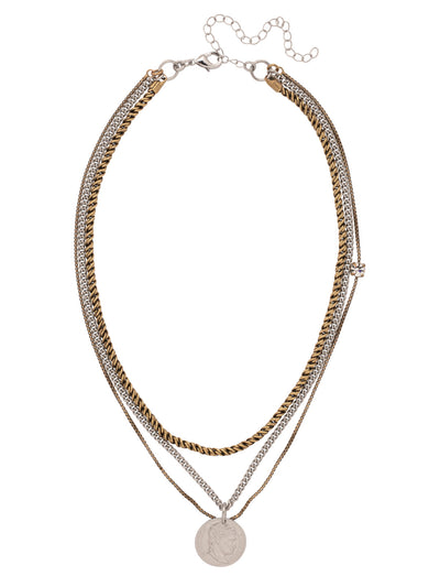 Coin Layered Necklace - 4NFJ4MXCRY - <p>The Coin Layered Necklace features assorted chains and a vintage coin pendant, creating a trendy and edgy look. From Sorrelli's Crystal collection in our Mixed Metal finish.</p>