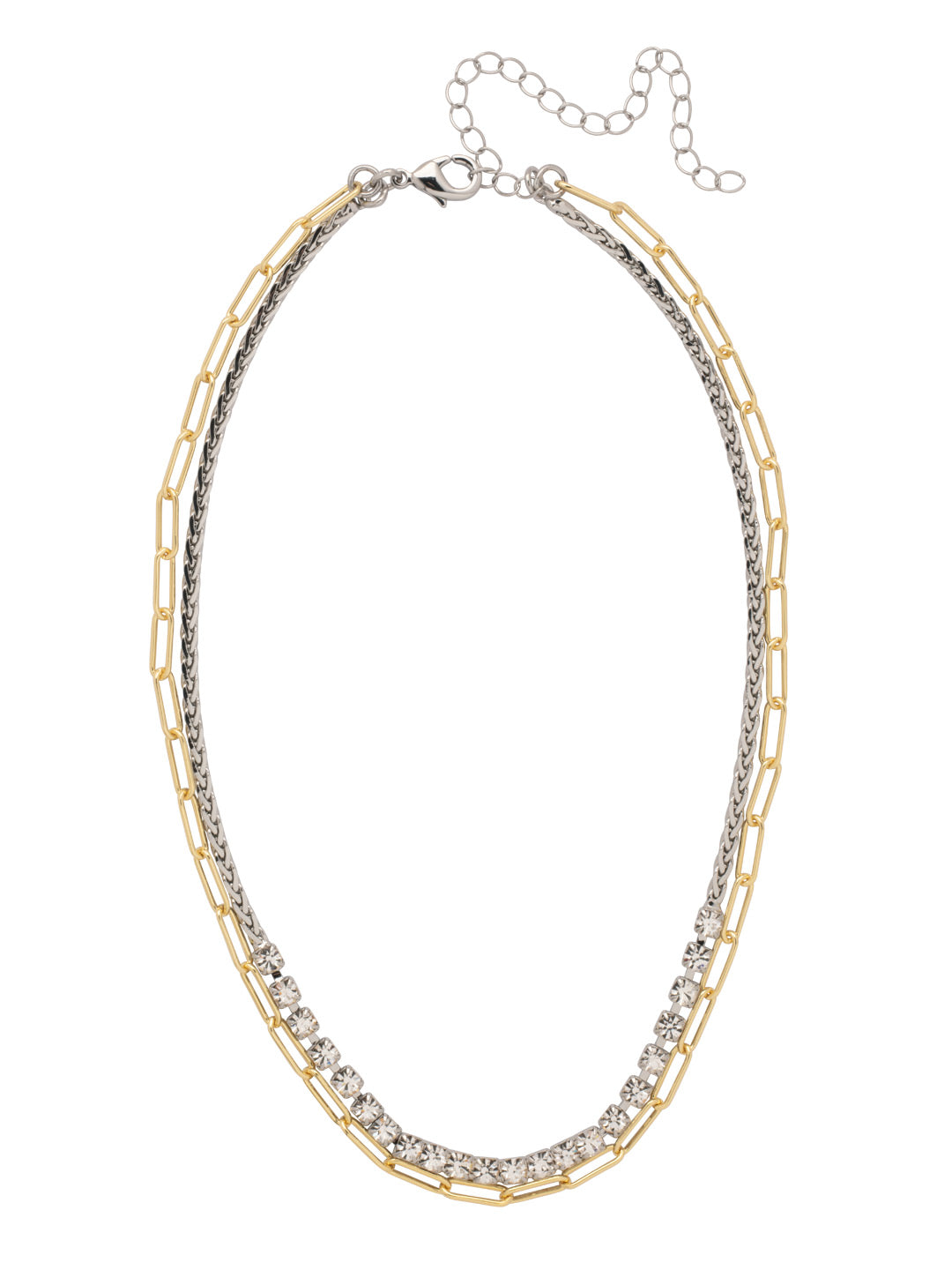 Crystal and Paperclip Chain Layered Necklace - 4NFJ8MXCRY - <p>The Crystal and Paperclip Chain Layered Necklace features a crystal embellished rope chain and a paperclip chain layered together with an extension chain, secured with a lobster claw clasp. From Sorrelli's Crystal collection in our Mixed Metal finish.</p>