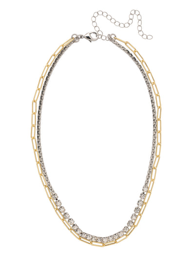 Crystal and Paperclip Chain Layered Necklace - 4NFJ8MXCRY - <p>The Crystal and Paperclip Chain Layered Necklace features a crystal embellished rope chain and a paperclip chain layered together with an extension chain, secured with a lobster claw clasp. From Sorrelli's Crystal collection in our Mixed Metal finish.</p>
