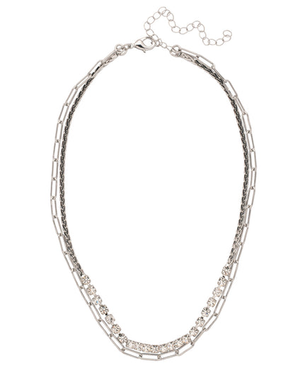 Crystal and Paperclip Chain Layered Necklace - 4NFJ8PDCRY - <p>The Crystal and Paperclip Chain Layered Necklace features a crystal embellished rope chain and a paperclip chain layered together with an extension chain, secured with a lobster claw clasp. From Sorrelli's Crystal collection in our Palladium finish.</p>