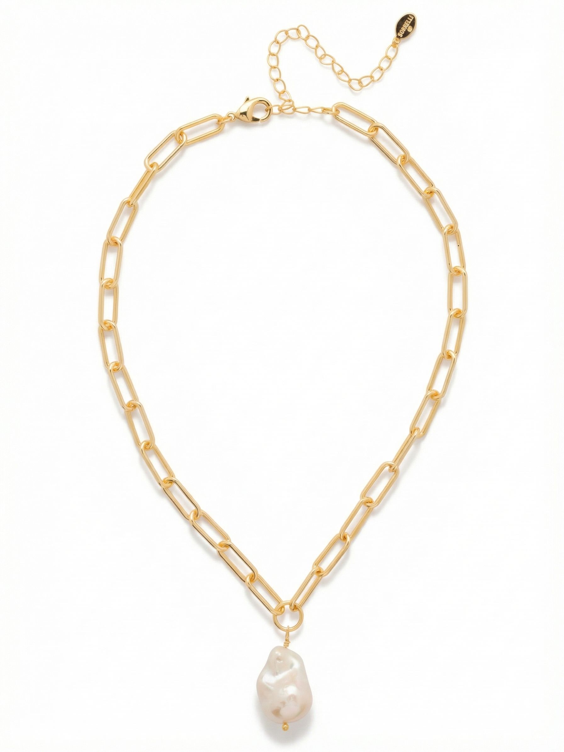 Paloma Pendant Necklace - 4NFZ7BGMDP - <p>A single oversized baroque pearl anchors this pendant, bringing organic texture to a clean silhouette. The open paperclip chain provides a structured, modern contrast to the natural curves of the pearl, moving fluidly with you throughout the day. It carries a satisfying weight that centers the necklace naturally just below the collarbone. Thanks to the included extension chain, you can easily fine-tune the drop to align perfectly with your neckline or layer neatly with your other favorite everyday pieces.</p><ul>
<li>Organically shaped baroque pearl focal point</li>
<li>Open-link paperclip chain provides a clean structural contrast</li>
<li>Lobster claw clasp</li>
<li>4-inch adjustable extension chain</li>
<li>Protective e-coat finish for lasting wear</li>
<li>Includes signature organza pouch for gifting and travel</li>
</ul>
