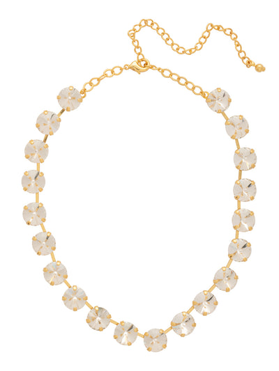 Mara Choker Tennis Necklace - 4NGB6BGCRY - <p>The Mara Choker Tennis Necklace is a perfect blend of classic elegance and contemporary style! This stunning piece showcases a full line of rivoli cut crystals, instantly drawing attention. (13 1/8 - 17 1/8 inches) From Sorrelli's Crystal collection in our Bright Gold-tone finish.</p>