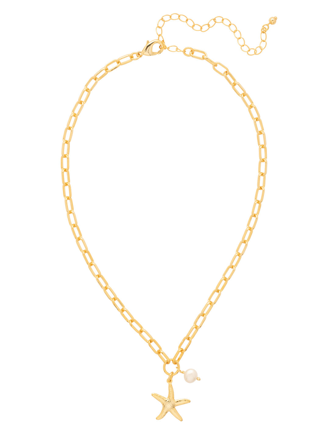 Starfish Pendant Necklace - 4NGE7BGMDP - <p>The Starfish Pendant Necklace features a starfish pendant with a small freshwater pearl bead on an adjustable chain, secured with a lobster claw clasp. 16-20 inches. From Sorrelli's Modern Pearl collection in our Bright Gold-tone finish.</p>